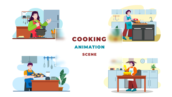 Cooking Character Animation Scene After Effects Template