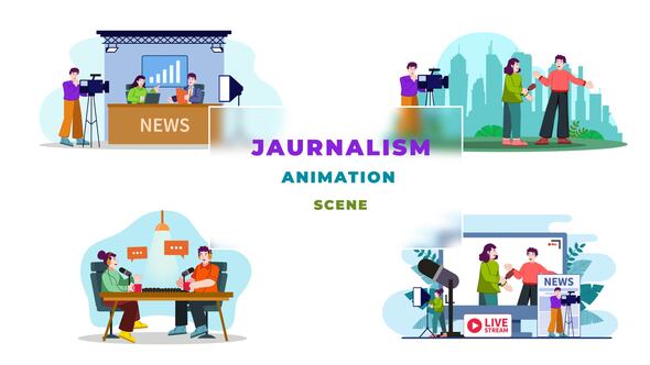 Journalism Character Animation Scene After Effects Template