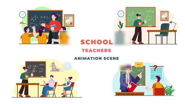 School Teacher Character Animation  Scene After Effects Template