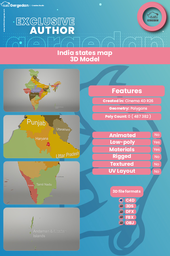 India Map 3D Models | 3DOcean