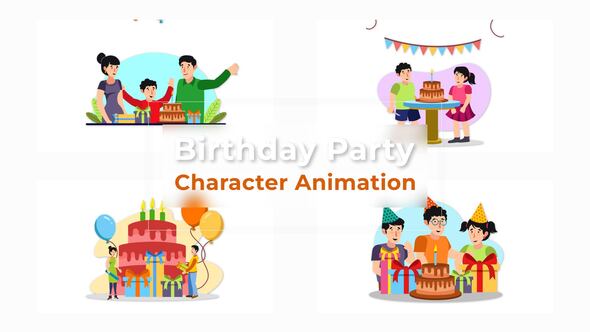 Kids Birthday Party Celebration Premiere Pro Animation Scene