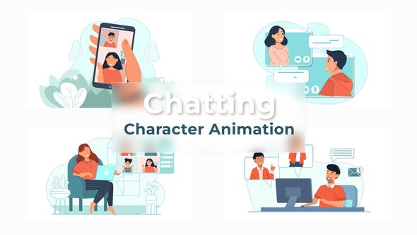 Online Chatting Character Animation Scene Premiere Pro Template