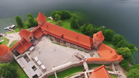 Aerial View Trakai Medieval Castle In Lithuania