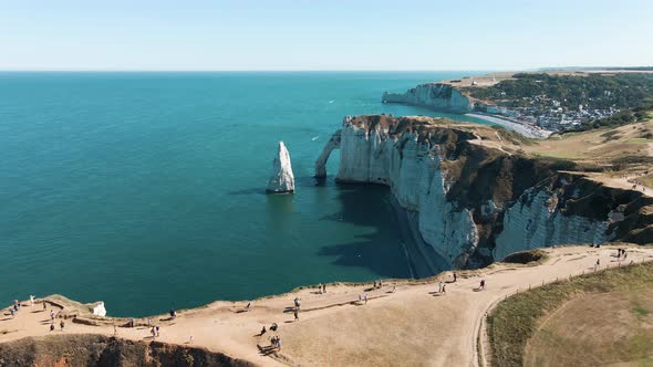 The cliffs of Etretat, France. Seen from above.