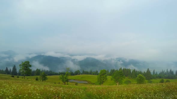 Misty Morning in Mountains