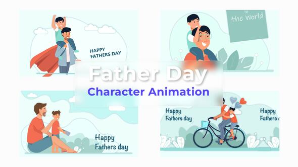 Happy Fathers Day Character Animation Scene Premiere Pro