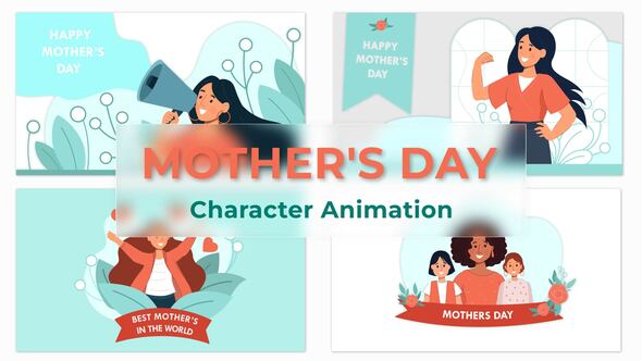 Happy Mothers Day Character Animation Scene Premiere Pro