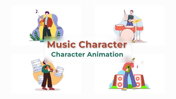 Traditional Music Instrument Character Animation Scene