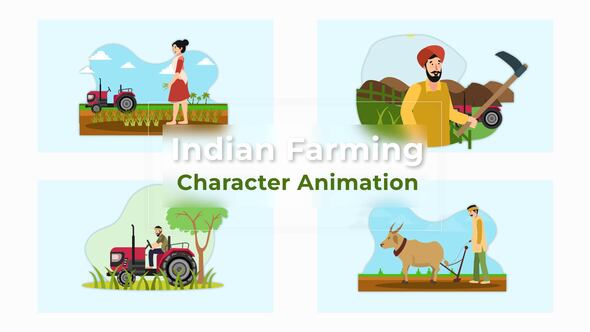 Indian Farming Character Animation Scene Premiere Pro Template