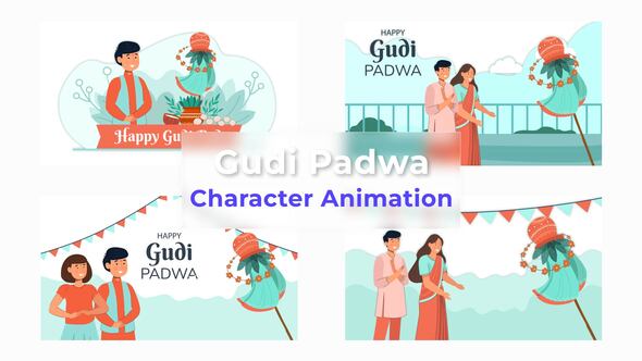 Indian Traditional Festival Gudi Padwa Character Animation Scene