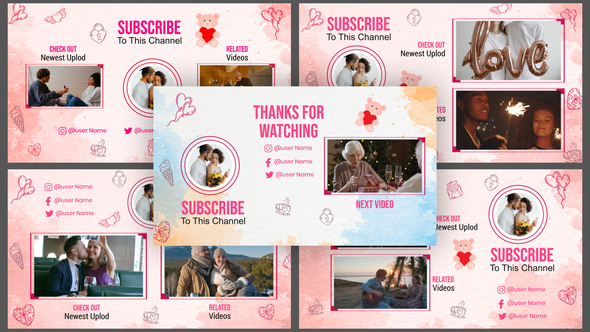 Happy Moments wishes Valentine Greeting YouTube End Screen