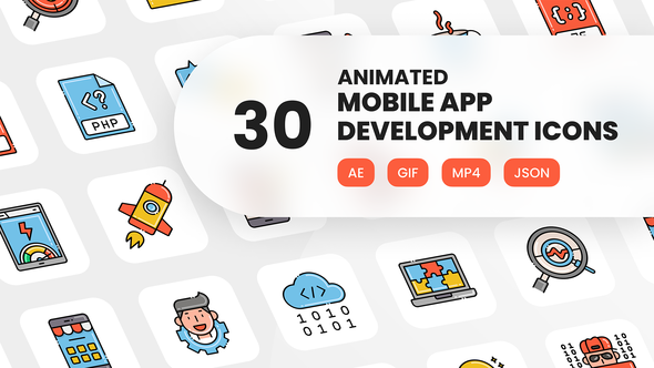 Animated Mobile Application Development Icons