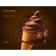 Chocolate Ice Cream Dessert Wafer Cone with Splash - GraphicRiver Item for Sale