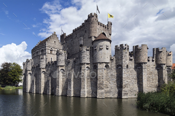 of Ghent in Belgium. The present castle was built in 1180 by count Philip of Alsace to replace a 9th century wooden castle.