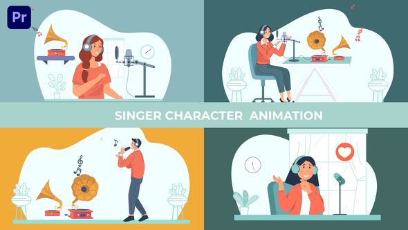 Solo Song Singer Character Animation Scene  Premiere Pro