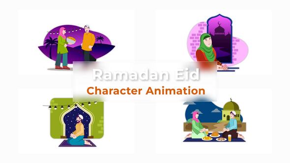 Ramdan  Eid Celebration Character Animation Scene