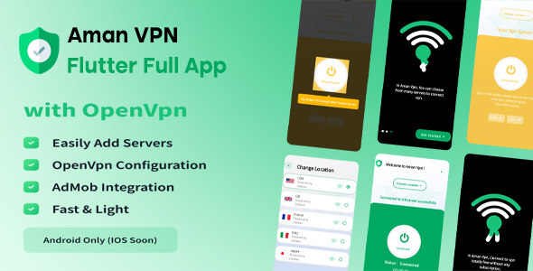 Aman – VPN Flutter Full App Android Version