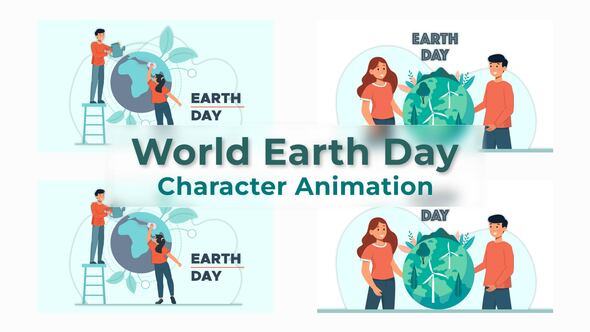 World Earth Day Character Animation Scene