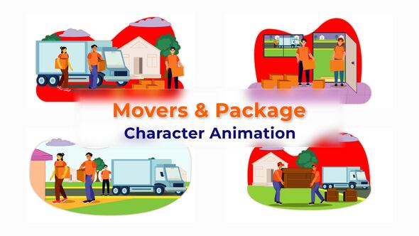 Movers And Package Service Character Animation Scene