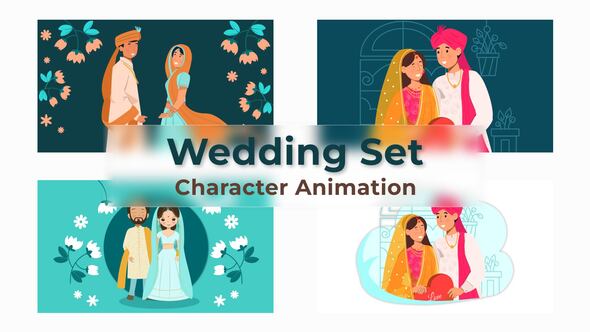 Traditional Wedding Set character Animation Scene
