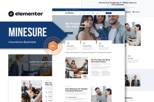 Minesure - Insurance Business Elementor Template Kit