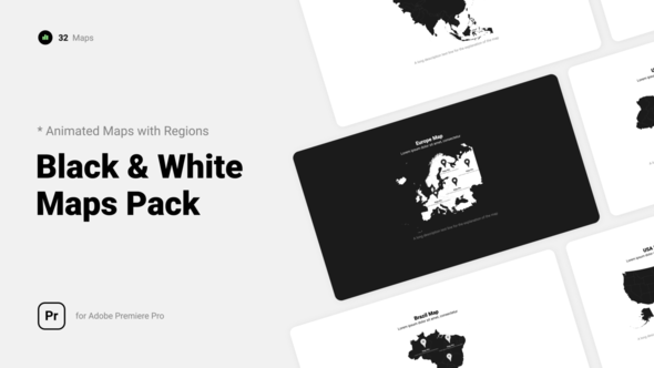 Black & White Maps with Pins l MOGRT for Premiere Pro
