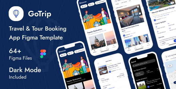 GoTrip - Travel & Tour Booking App Figma Template