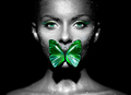 Beauty model woman with green butterfly - PhotoDune Item for Sale