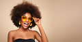 Beauty portrait of African American girl in sunglasses - PhotoDune Item for Sale