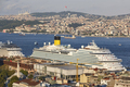 Maritime traffic in Bosphorus strait. Istanbul cityscape landmark view. Turkey - PhotoDune Item for Sale
