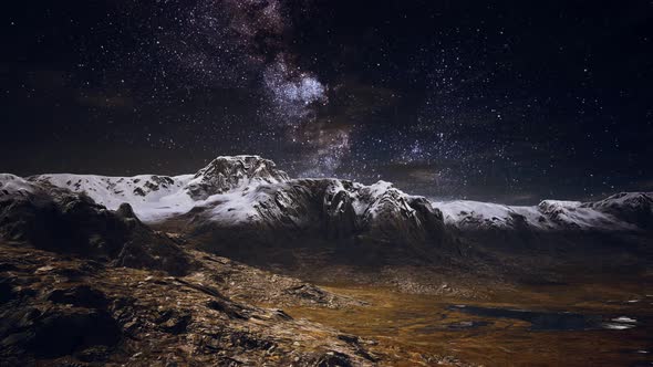 Himalaya Mountain with Star in Night Time