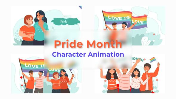 Happy  Pride Month Character Animation Scene