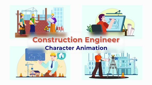 Construction Engineer Character Animation Scene