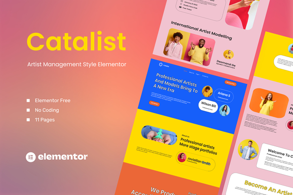 Catalist – Artist Management Elementor Template Kit – 1 Sold!