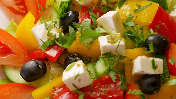 Greek Salad with Feta Tomatoes and Other Vegetables Healthy Food