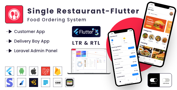 Download Single Restaurant – Flutter cellular apps with Laravel admin panel on Codecanyon
