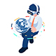 Isometric Businessman with VR Headset Holding Web 3.0 World Globe - GraphicRiver Item for Sale
