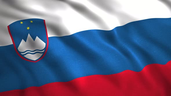 The Slovenia Flag Fluttering in the Wind Seamless Loop