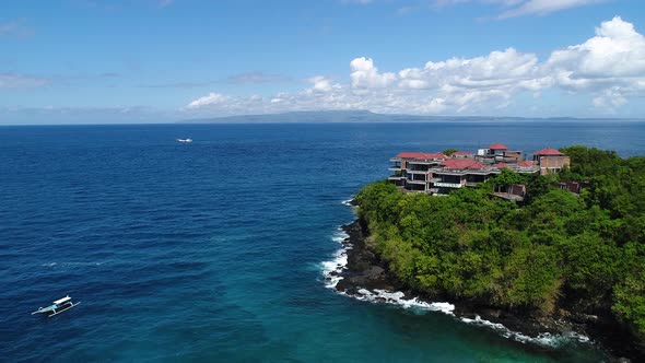 Abandoned Hotel on the Mountain Looks into the Open Sea