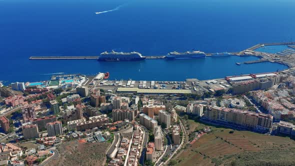 Aerial View. the City of Santa Cruz De Tenerife. The Capital of the Canary Islands in Spain. A City