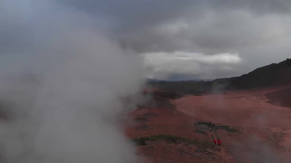 footage of steaming volcanic mountains