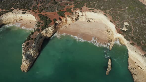 Aerial view of cliffs and beaches Praia do Pontal and Praia da Morena