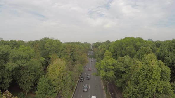 Aerial view of cars driving on Kiseleff Street