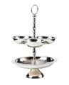 Two tier cake stand over white background. Stainless steel fruit plate. - PhotoDune Item for Sale