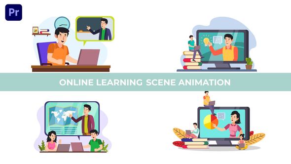 Pandemic Situation Online Learning Character Animation Scene