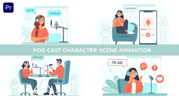 On Air Pod Cast Character Animation Scene