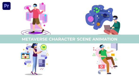 VR Goggles 3D Metaverse Character Animation Scene