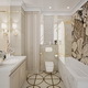 Scene of modern bathroom with bathtube, toilet and sink in gold and beige colors - 3DOcean Item for Sale