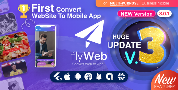 FlyWeb for Web to App Convertor Flutter + Admin Panel