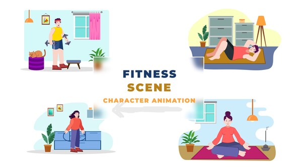 Fitness And Exercise Character Animation Scene